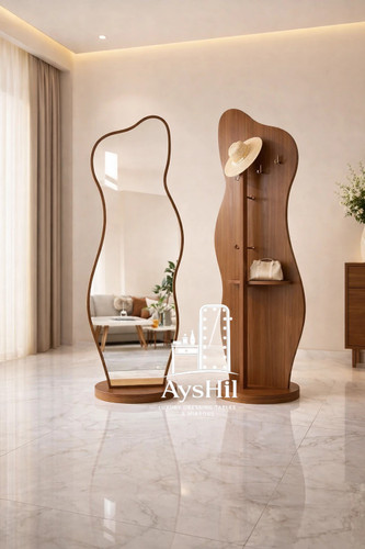 آینه قدی رگال چوبی چرخشی مدل ناروین