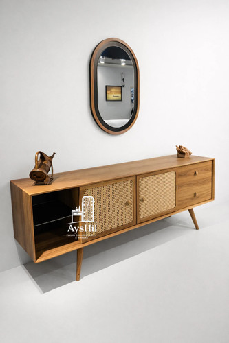 خرید آینه کنسول مدل فیونا | آینه کنسول چوبی لاکچری با MDF درجه یک و روکش طبیعی راش